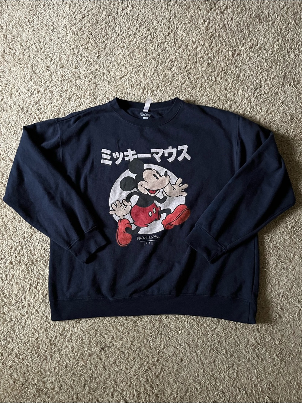 Zuni Sportswear Japanese Mickey Mouse Graphic Navy Crewneck Sweater